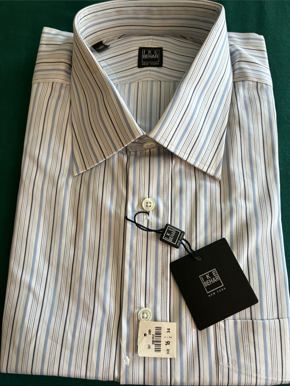 Ike Behar Light Blue and White Striped Dress Shirt